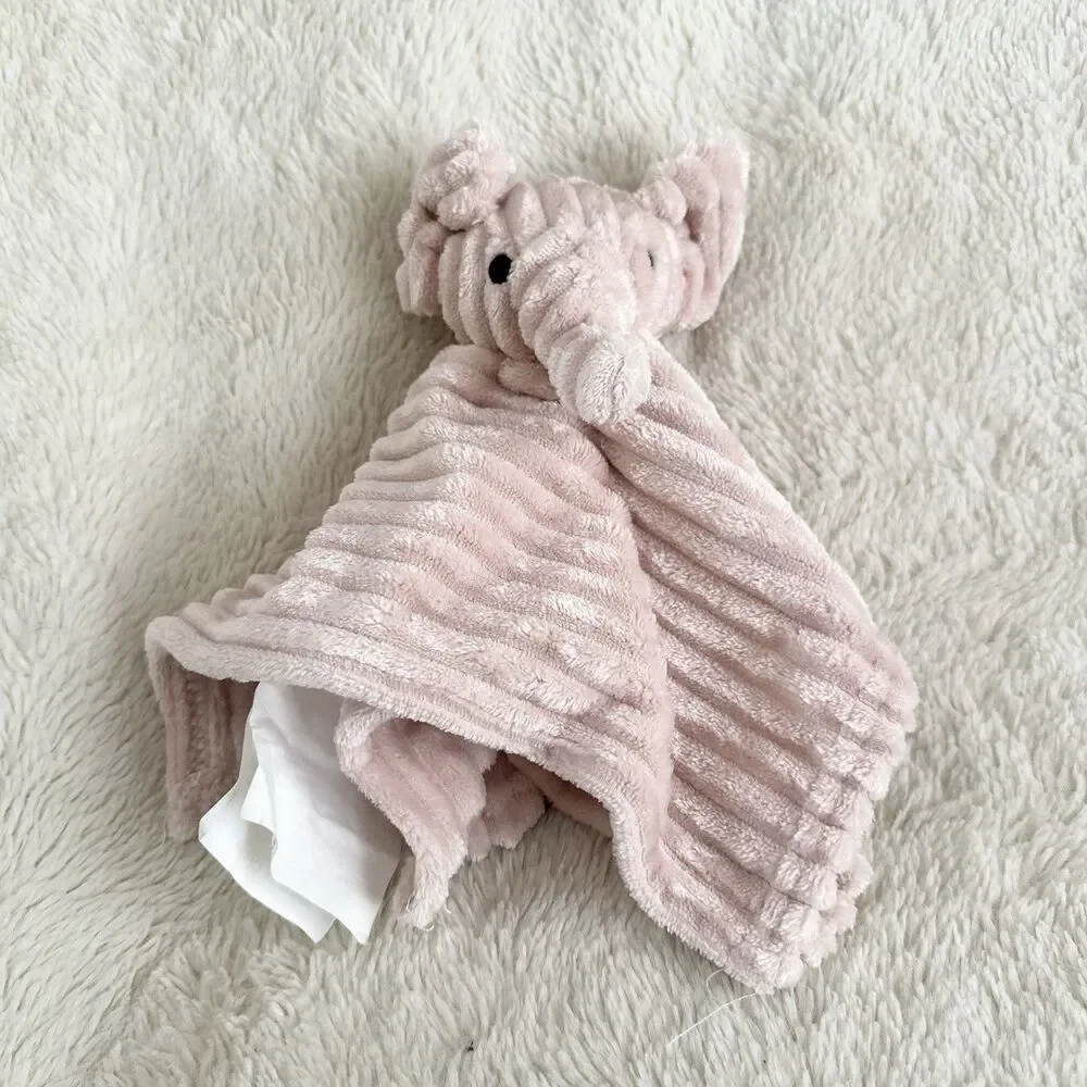 Mon Lapin Elephant Security Blanket Rose Mauve Corduroy Ribbed Lovey Pink 12”